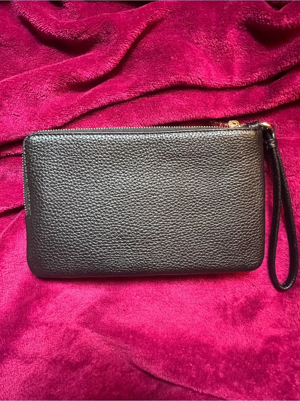 Coach Walnut/Black Double Zip Signature Canvas Wallet
